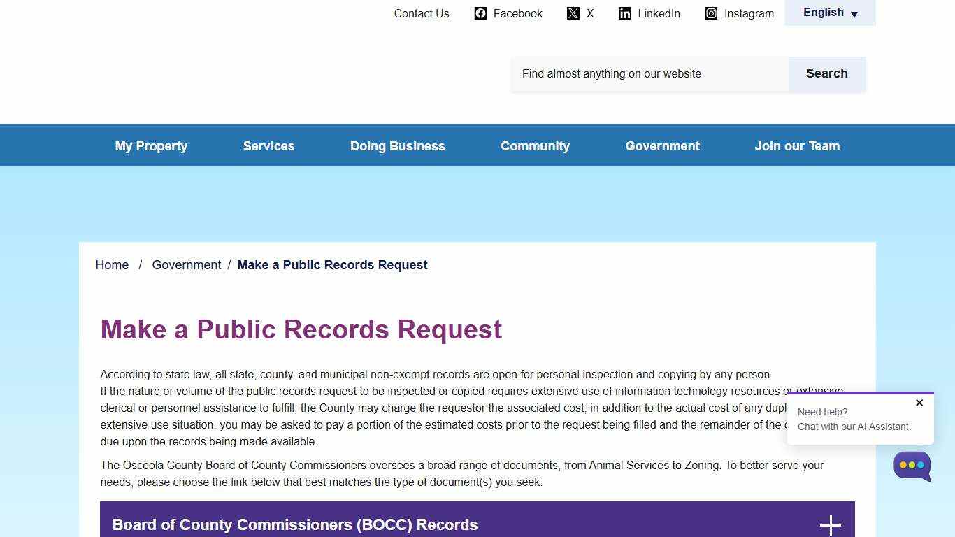 Make a Public Records Request - Osceola County