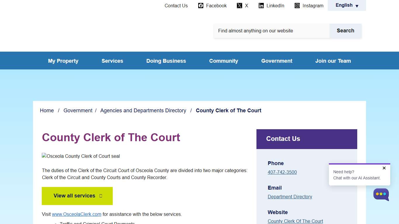 County Clerk of The Court - Osceola County