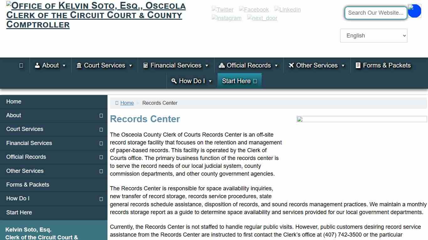 Records Center – Office of Kelvin Soto, Esq., Osceola Clerk of the Circuit Court & County Comptroller